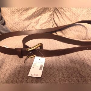 Maurices Brown Leather Belt with Gold Buckle